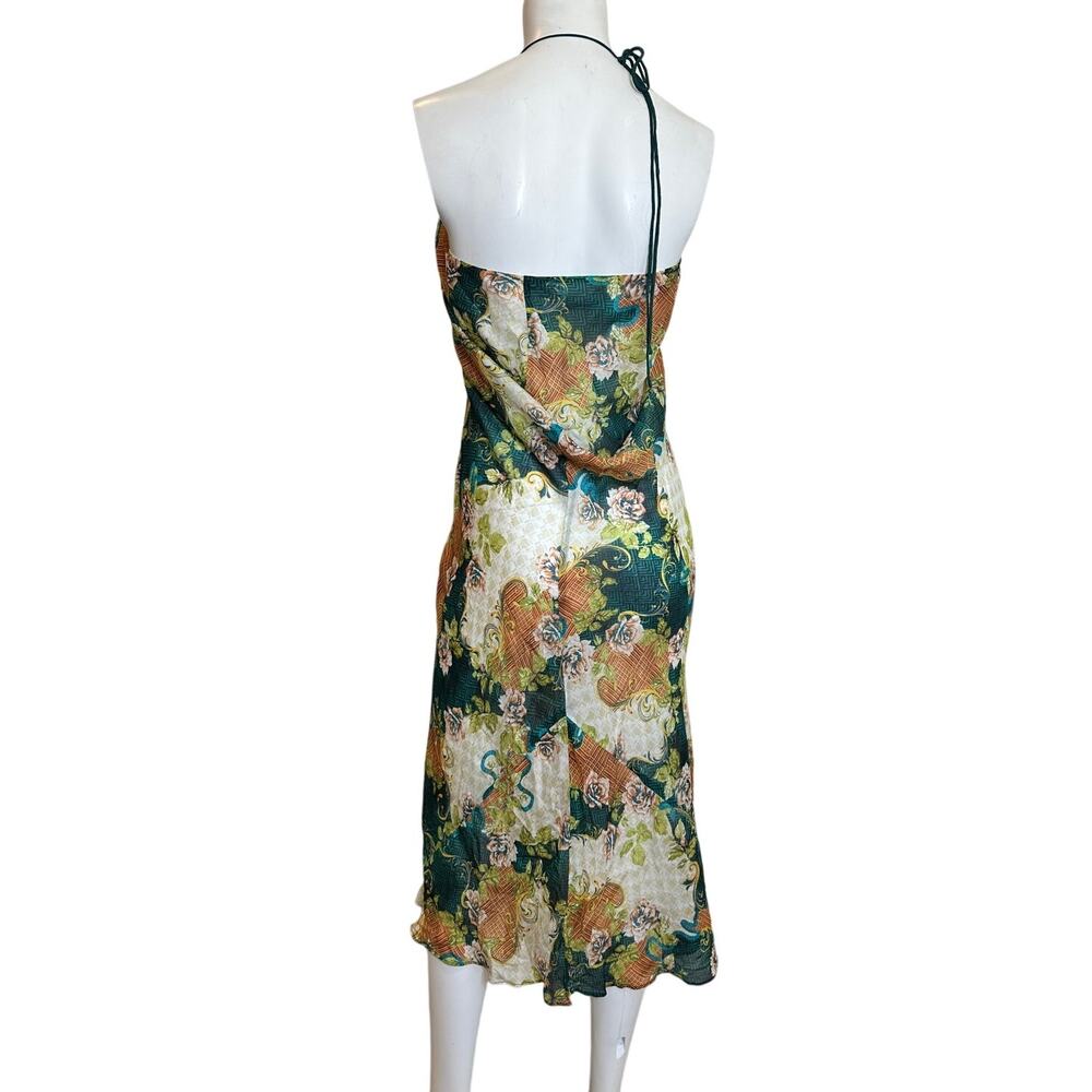 Bydee Floral Bias Cut Slip Dress/Cover Up S Viscose Midi Halter Resort Vacation - Picture 4 of 9